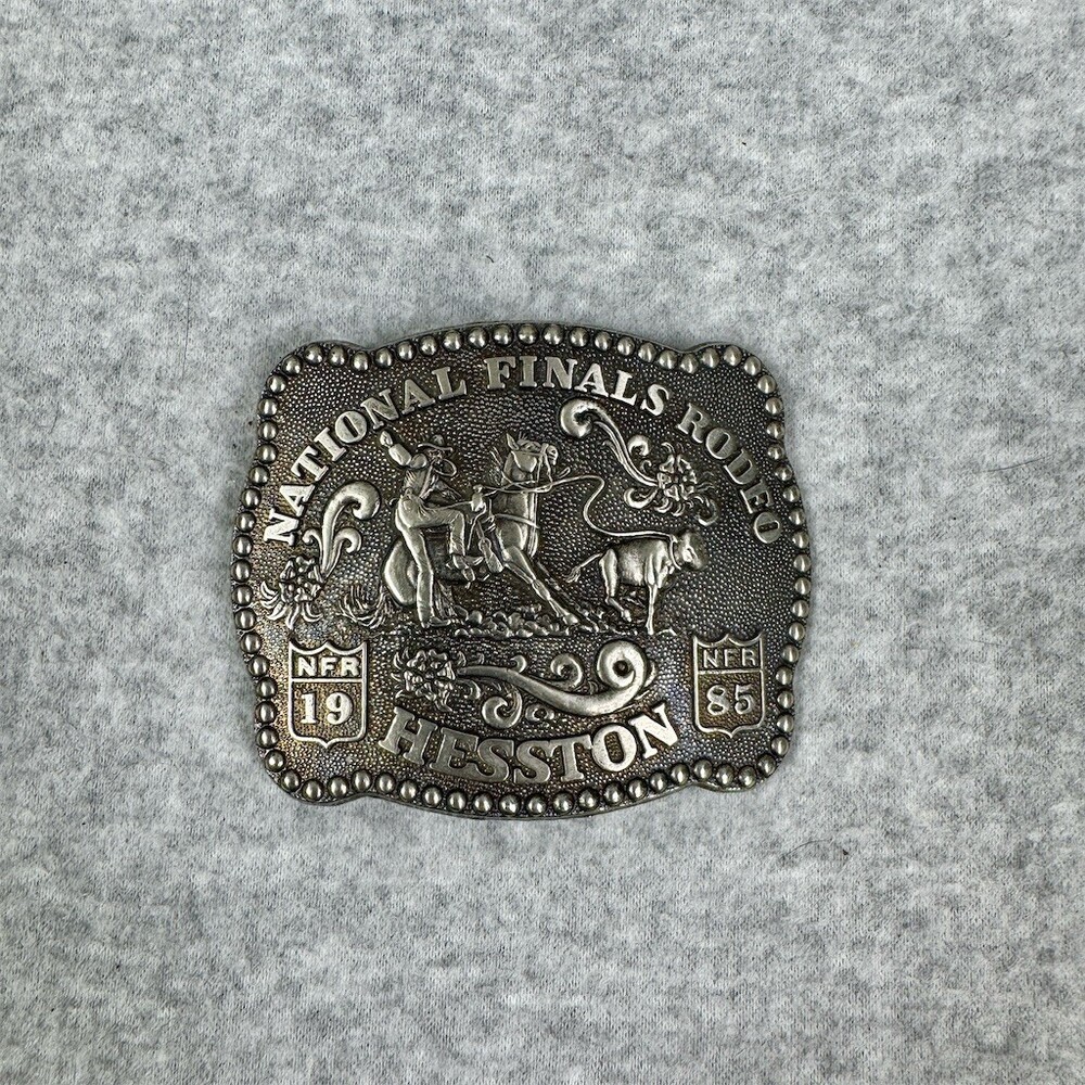 1985 Hesston NFR Calf Roping Tie-Down Roping Commemorative Belt Buckle